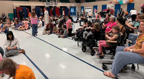 students watching the assembly